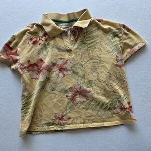 Urban Outfitters Cropped Yellow Floral Polo Top